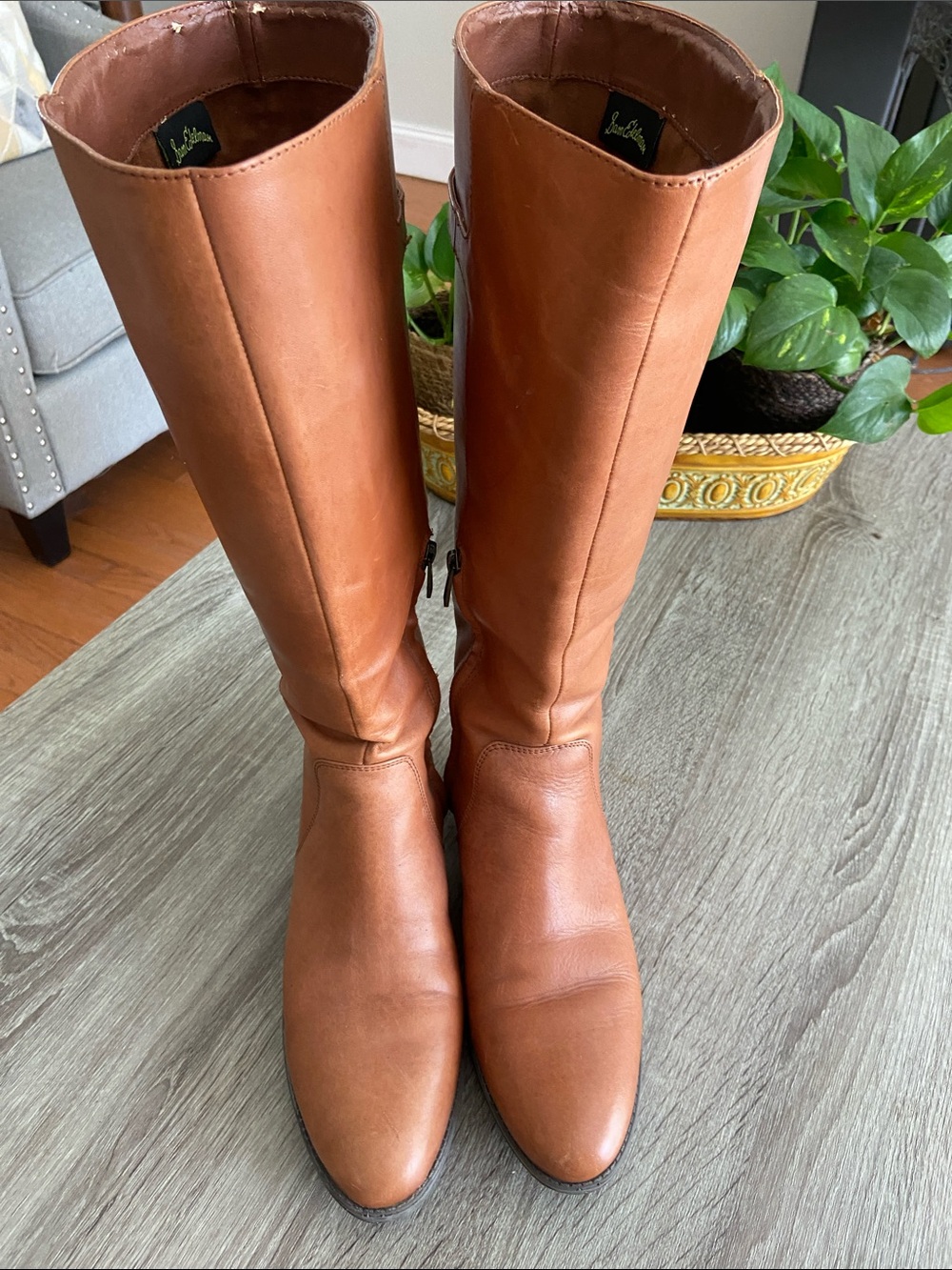 Sam Edelman Cognac Leather Riding Boots